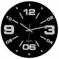 Black Decorative Unique Modern Round Glass Wall Clock, for Living Room, Kitchen, Dining or