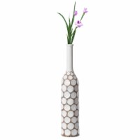 Decorative Contemporary Floor Vase White Carved Divot Bubble Design with Tall Neck large
