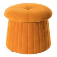 Modern Tufted Velvet Mushroom Shape Storage Ottoman Storage Stool Trunk mustard yellow