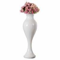 Decorative Large White Trumpet Design Modern Flower Floor Vase, for Living Room, Entryway or
