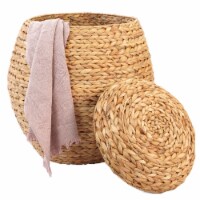 Wickerwise Water Hyacinth Natural Multipurpose Barrel Storage Tub With Lid Ottoman Stool Perspective: Main