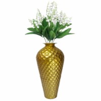 Decorative Modern Gold Metal Honeycomb Design Floor Flower Vase for Entryway, Living Room or
