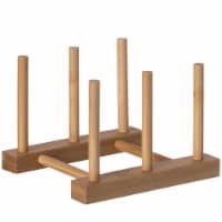 Set of 2 Bamboo Wooden Dish Drainer Rack, Plate Rack, And Drying Drainer 2 grid