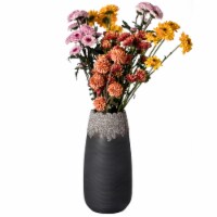 Contemporary Black Table Vase with Dripping Crystal Look and Scalloped Opening Design large