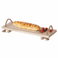 Vintiquewise QI004384 Decorative Natural Wood Rectangular Tray Serving Board with Rope Handle