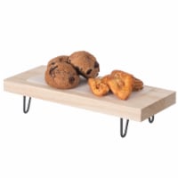 Vintiquewise QI004386 Decorative Natural Wood Rectangular Tray Serving Board with Black Metal