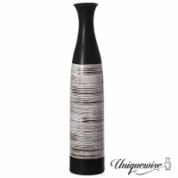 Handcrafted Black and White Waterproof Ceramic Floor Vase - Neat Classic Bottle Shaped Vase,