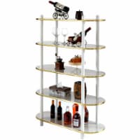 5 Tier Open Bookshelf, Contemporary Classic Modern Style Free Standing Wood Display Rack Unit