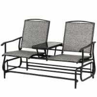 Two Person Outdoor Double Swing Glider Chair Set with Center Tempered Glass Table, Loveseat