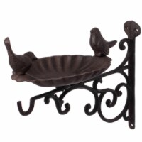 Gardenised QI004530 Outdoor Garden Wall Mounted Hanging Iron Bird Bath and Feeder Decor, Bron