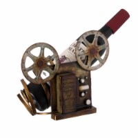 Decorative Bronze Metal Vintage Single Bottle Film Projector Wine Holder Perspective: Main