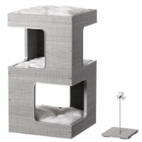 Multi Level Modern Cat Tall Climbing Tree House for Indoor Cats  Spacious Wood Tower Luxury