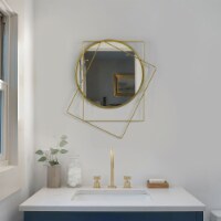 Decorative Round Frame Gold Metal Wall Mounted Modern Mirror with 4 Glass Mirror Balls Gold