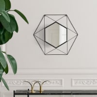 Decorative Round Frame Gold Metal Wall Mounted Modern Mirror with 4 Glass Mirror Balls Black