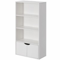 Basicwise 47 Inches Multi Purpose White 3 Tier Open Book Shelf And Bookcases Perspective: Main