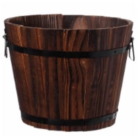 Gardenised QI003236.S 12 x 10 in. Wooden Whiskey Barrel Planter, Brown - Small