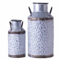 Vintiquewise QI003454.S 3.75 x 12.2 in. Rustic Farmhouse Style Galvanized Metal Milk Can Deco