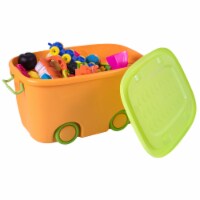 Stackable Toy Storage Box with Wheels Set of 2 Yellow