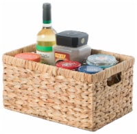 Natural Woven Water Hyacinth Wicker Rectangular Storage Bin Basket with Handles medium