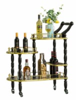 Fabulaxe QI003775.BN 36.5 x 29.5 x 15.75 in. Wood Serving Bar Cart Tea Trolley with 3 Tier Sh