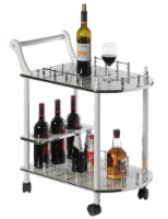 Fabulaxe QI003776.GY 30 x 23.5 x 15.75 in. Wood Serving Bar Cart Tea Trolley with 2 Tier Shel