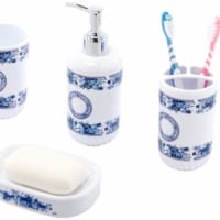 4 Piece Bathroom Accessory Set - Includes Soap Dispenser, Toothbrush Holder, Tumbler, and