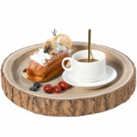 Vintiquewise QI003840-14 2 x 14 x 14 in. Wood Tree Bark Indented Display Tray Serving Plate P