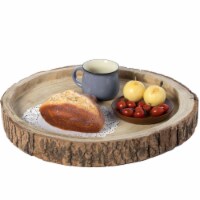 Vintiquewise QI003840-18 Wood Tree Bark Indented Display Tray Serving Plate Platter Charger -