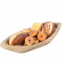 Wood Carved Boat Shaped Bowl Basket Rustic Display Tray large