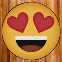 Deerlux Emoji Style Round Funny Smiley Face Kids Area Rug, Heart Eyes Emoji Rug small