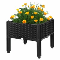 Gardenised QI003892.WL 15 x 15.75 x 15.75 in. Rattan Raised Garden Bed Flower Planter, Brown