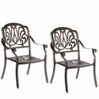 Indoor and Outdoor Bronze Dinning Set 2 Chairs with 1 Table Patio Cast Aluminum. Chairs