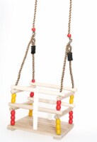 Playberg QI003378 9.5 x 11.75 x 11.75 in. Wooden Baby Swing with Hanging Ropes for Babies & T
