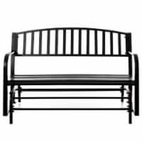 Gardenised Outdoor Black Steel Swing, Powder Coated Glider Bench, Loveseat Lawn Rocker Bench