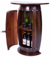 Wooden Wine Barrel Console Bar End Table Lockable Cabinet