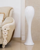 39 Tall White Narrow Unique Fiberglass Modern Floor Vase
