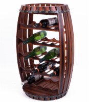 Rustic Barrel Shaped Wooden Wine Rack for 23 Bottles