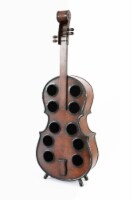 Decorative 10 Bottle Wooden Cello Shaped Wine Rack 36 Inch Floor Violin