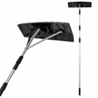 Gardenised QI003671 21 ft. Snow Rake Shovel for Roof Cleaning,with Twist-N-Lock Extendable Li