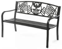 Gardenised QI003710 34 x 50 x 24 in. Steel Outdoor Patio Garden Park Bench with Cast Iron Ame