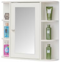 White Wall Mounted Bathroom Storage Cabinet Organizer, Mirrored Vanity Medicine Chest with