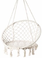 Playberg QI003830 Indoor & Outdoor Round Hanging Hammock Cotton Rope Macrame Swing Chair