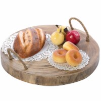 Vintiquewise QI003838 1.5 x 15.75 x 15.75 in. Wood Round Tray Serving Platter Board with Rope