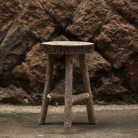 Decorative Antique Log Cabin Natural Wooden Accent Stool Side Table