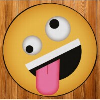 Deerlux Emoji Style Round Funny Smiley Face Kids Area Rug, Crazy Emoji Design extra small