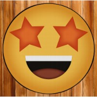 Deerlux Emoji Style Round Funny Smiley Face Kids Area Rug, Star Eyes Emoji Rug extra small