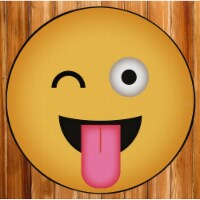 Deerlux Emoji Style Round Funny Smiley Face Kids Area Rug, Winky Tongue Out Emoji Rug extra
