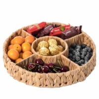 Vintiquewise QI003916 2 x 11.5 x 11.5 in. Decorative Woven 5 Compartment Organizer Water Hyac