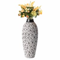 Unique Classic Style Flower Design Round Table Vase for Entryway Dining or Living Room,