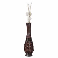 Antique Trumpet Style Floor Vase, For Entryway or Living Room, Brown 36 Tall Bamboo
